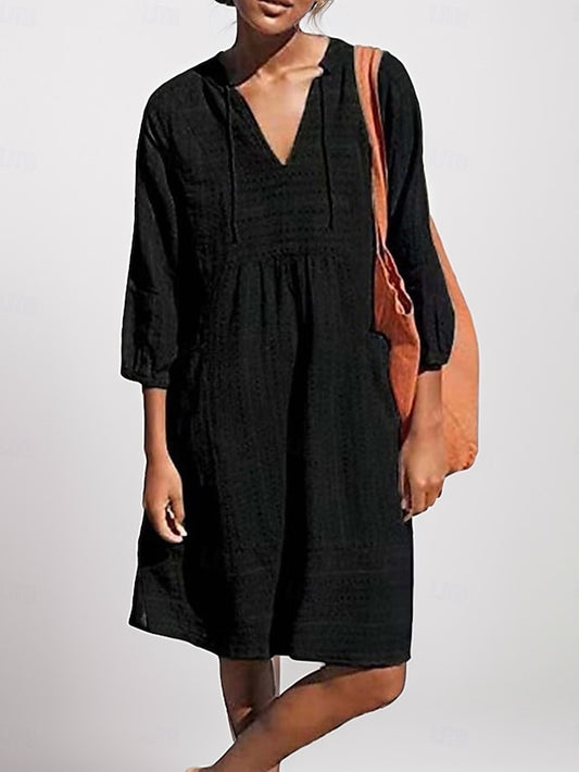 Women's Blue Black Green Summer Spring Midi Dress Cotton