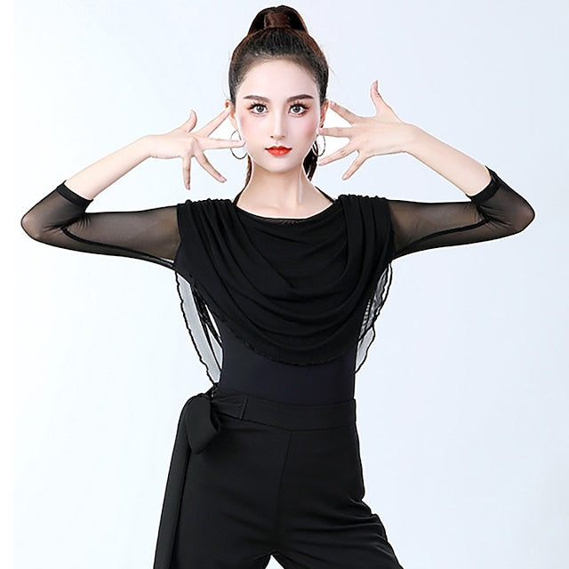 Latin Dance Activewear Top Pure Color Splicing Women's