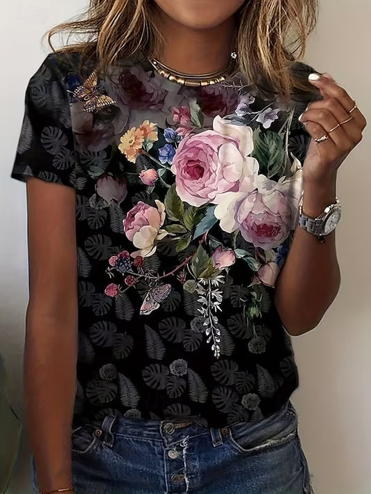 Women's T Shirt Patchwork Print Letter Stylish Basic