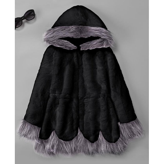 White Fur Faux Black Jacket Coat Long Sherpa Women's