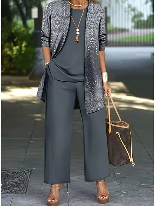 Women's Two Piece Sets Long Sleeve Crew Neck Elegant