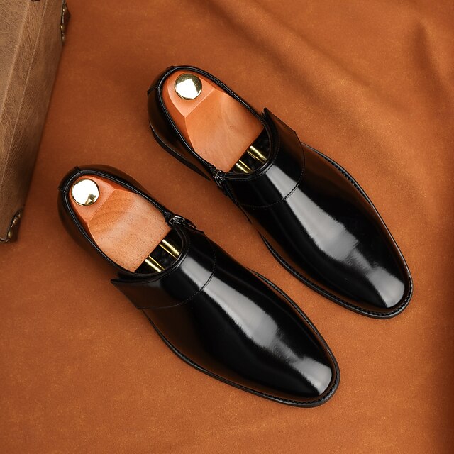 Men's Leather Business Shoes Slip-On Loafers Brown