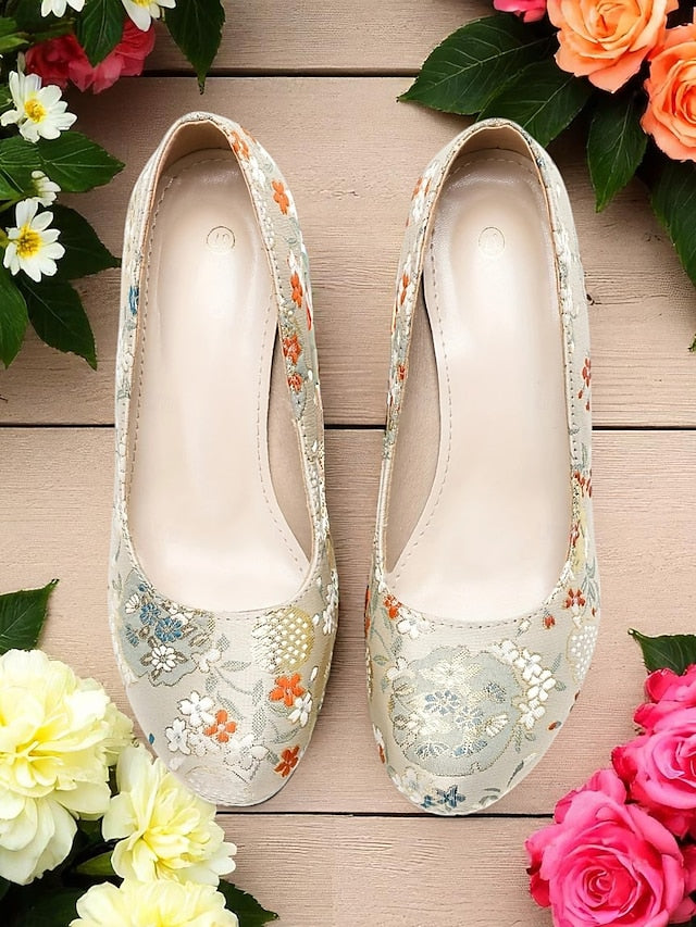 Platform Printed Block Floral Pumps - Heel Women's –