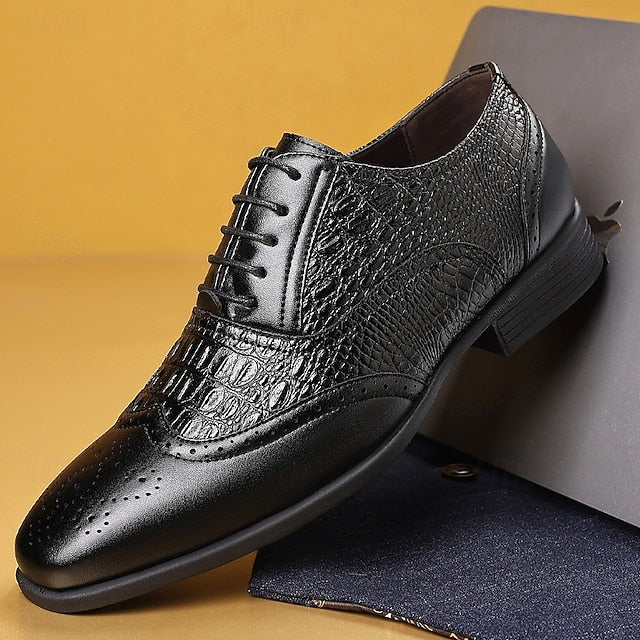 Men's Shoes Oxford Pattern – Brown Crocodile Leather Faux