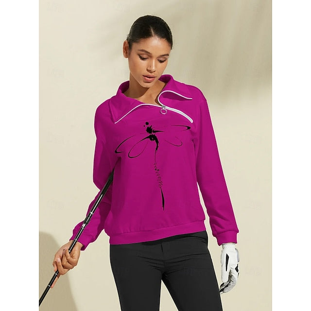 Women's Golf Pullover Sweatshirt Navy Black Red Long Sleeve
