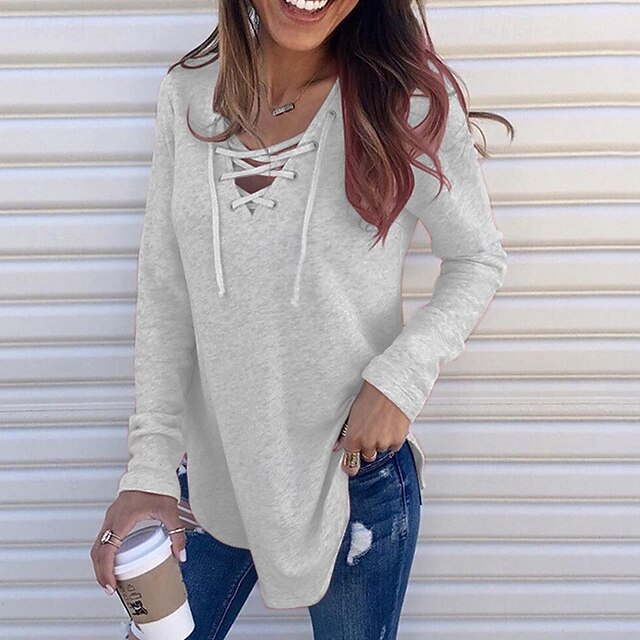 Women's T Shirt Tee Top Solid Color Elegant Fashion Long