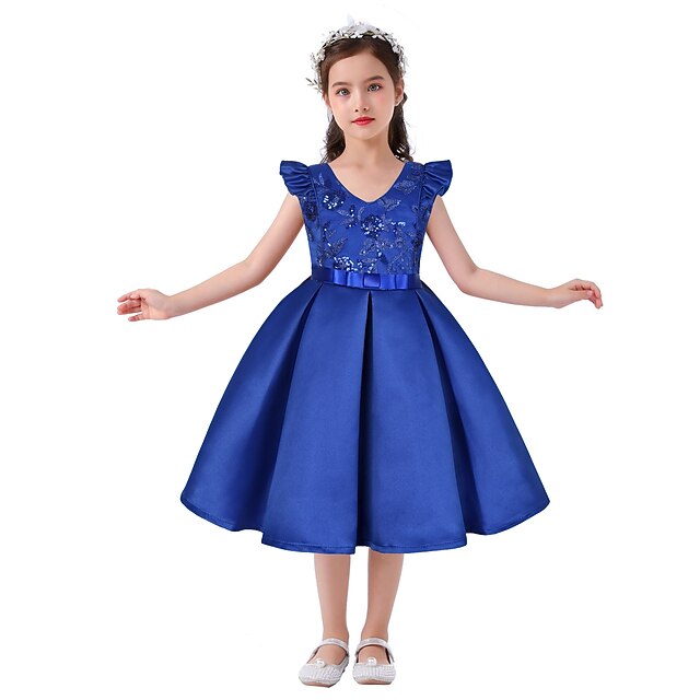 Formal Color Dress Kids Party Girls' Sleeveless Solid