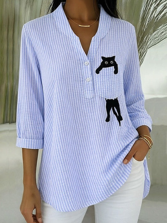 Women's Shirt Graphic Vintage Stylish Long Sleeve V Neck