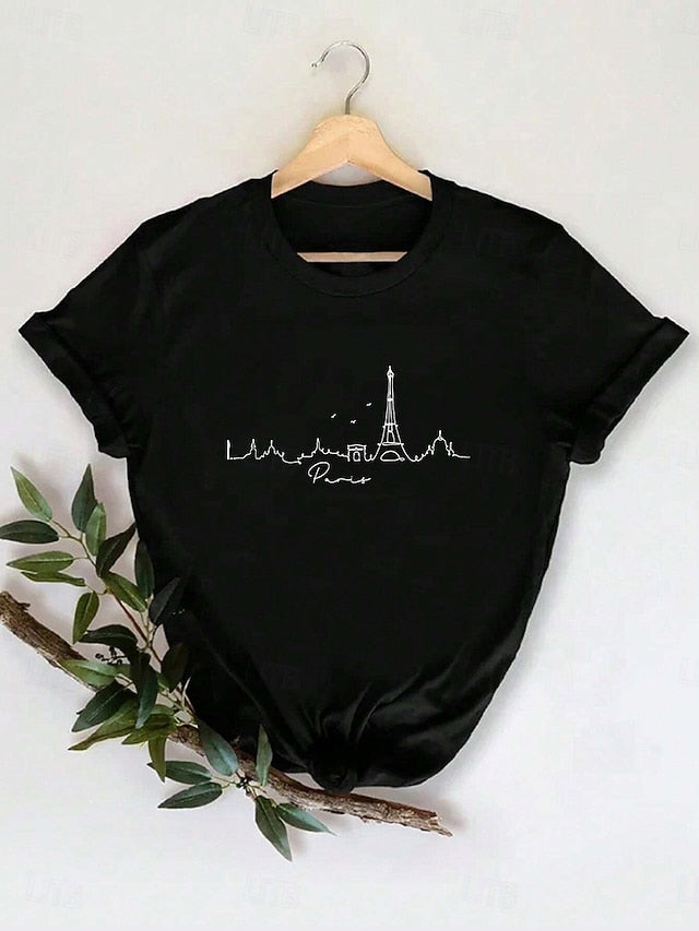 Women's T Shirt Cotton Shirt Print Letter Casual Short