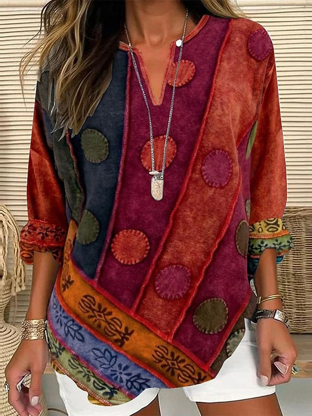 Women's Shirt Blouse Print Graphic Marble Casual Long