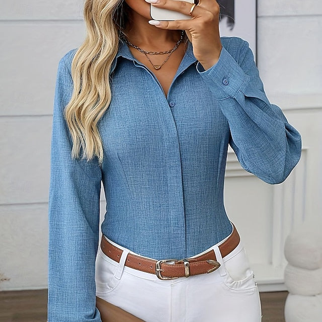 Women's Shirt Dress Shirt Button Up Shirt Blouse Ruched