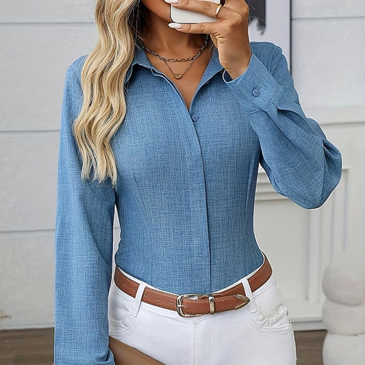Women's Shirt Dress Shirt Button Up Shirt Blouse Ruched