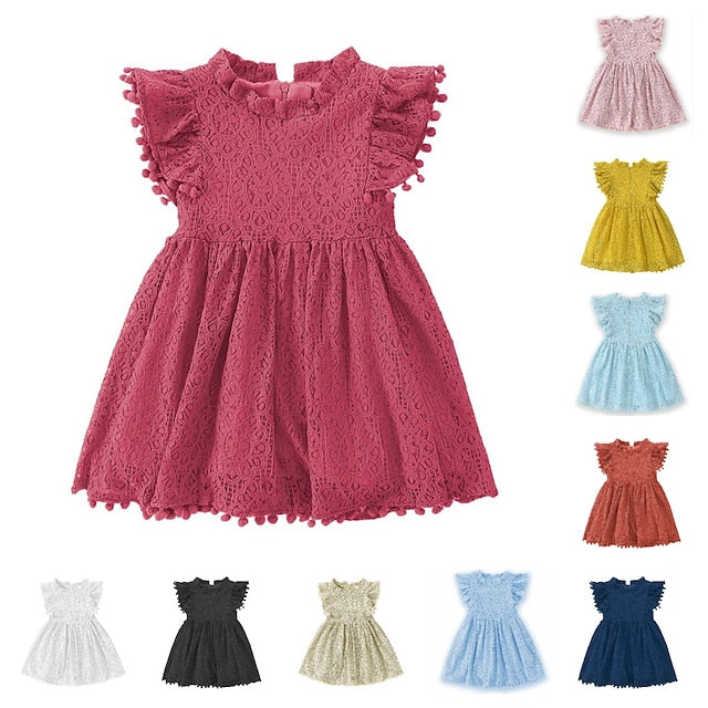 Color Kids Short Girls' Sleeve Party Solid Dress
