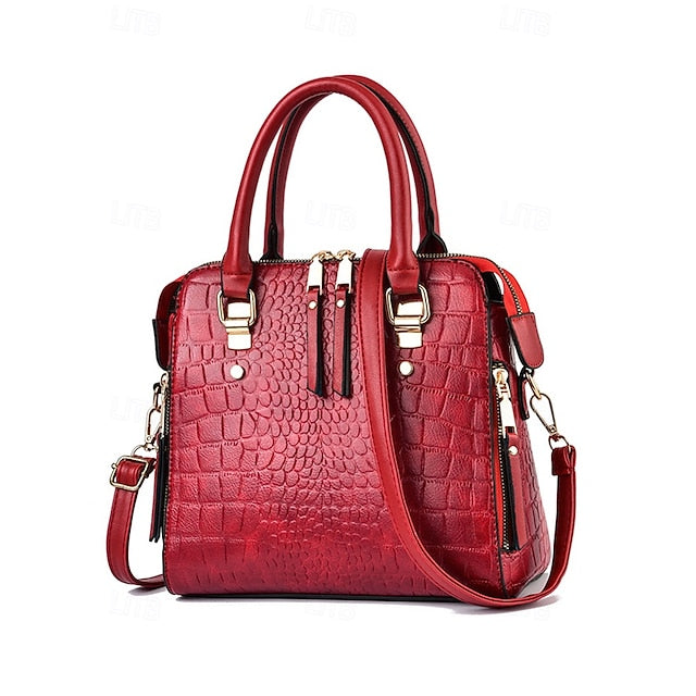 Crocodile Handbag with Women’s Leather Faux Tassel Pattern