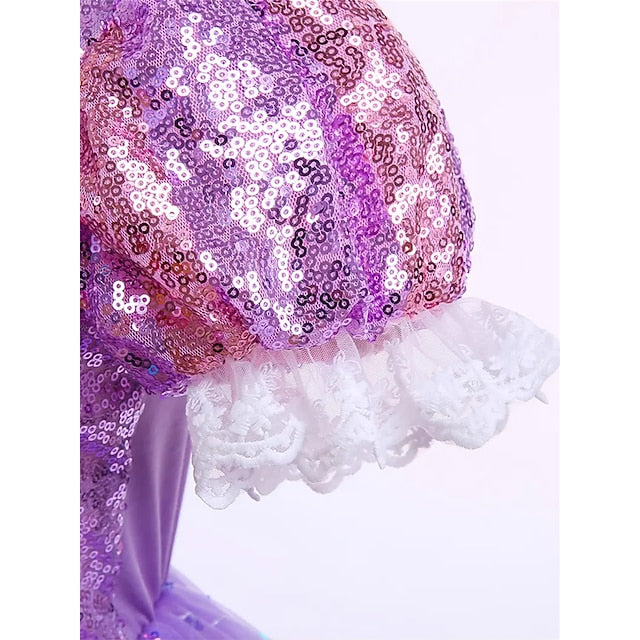Dress Rapunzel Theme Flower Sofia Girl Princess Party Fairytale
