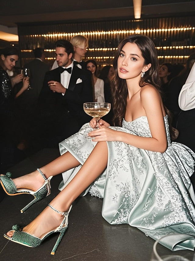 Sandals with Women's Heel Embellished Rhinestone Stiletto