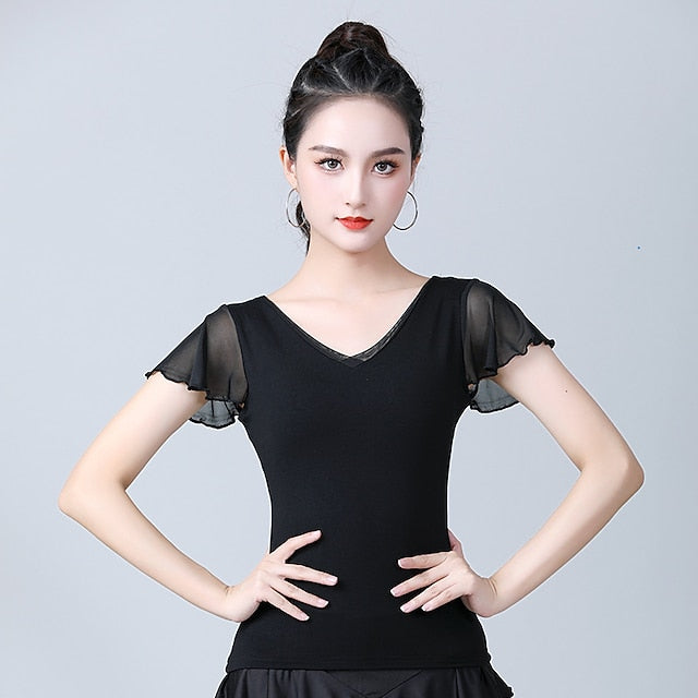 Activewear Top Pure Color Splicing Women's Training