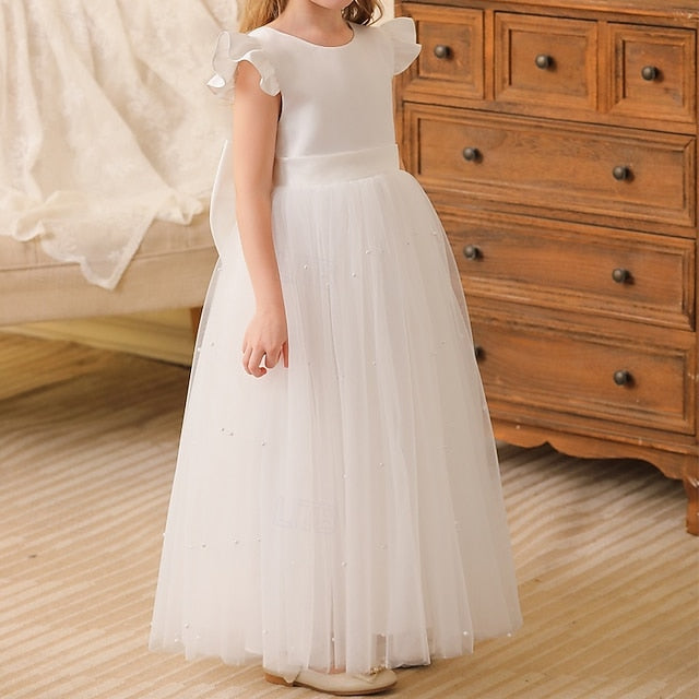 Color Party Solid Girls' Flower Kids Girl Dress