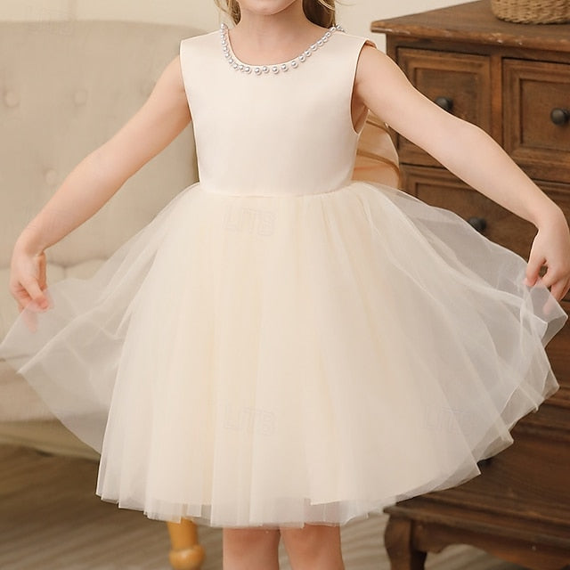 Kids Sleeveless Party Dress Wedding Girls' Color Solid