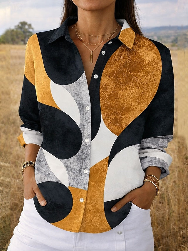 Women's Shirt Linen Like Breathable Lightweight Graphic
