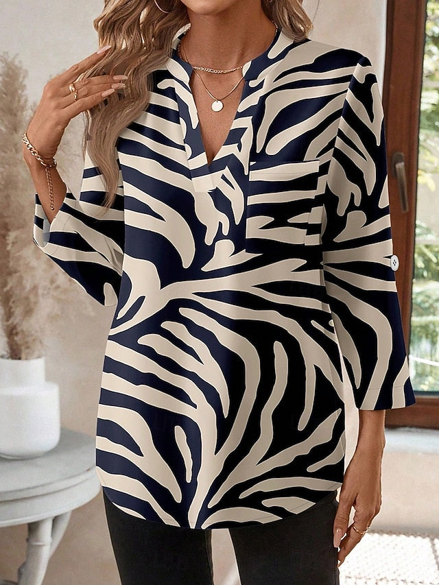 Women's Blouse Buttons Graphic Geometric Abstract Stylish
