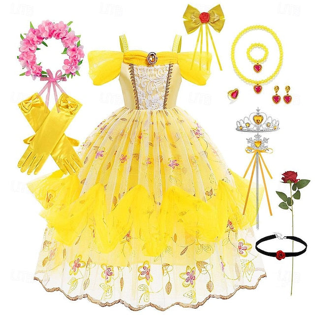 Girl Flower Beauty and Dress Beast Princess the Belle Cute