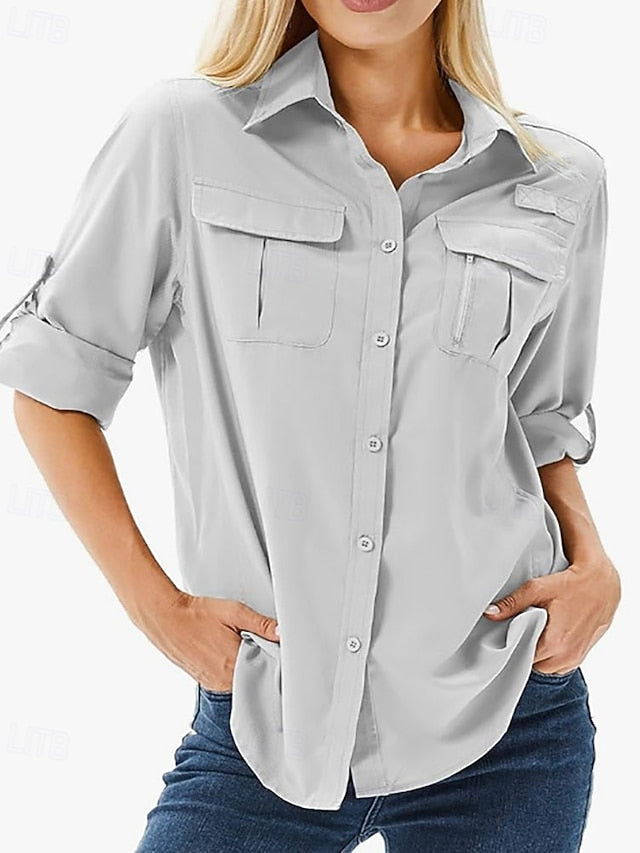 Women's Shirt Blouse Buttons Plain Elegant Vintage Tropical