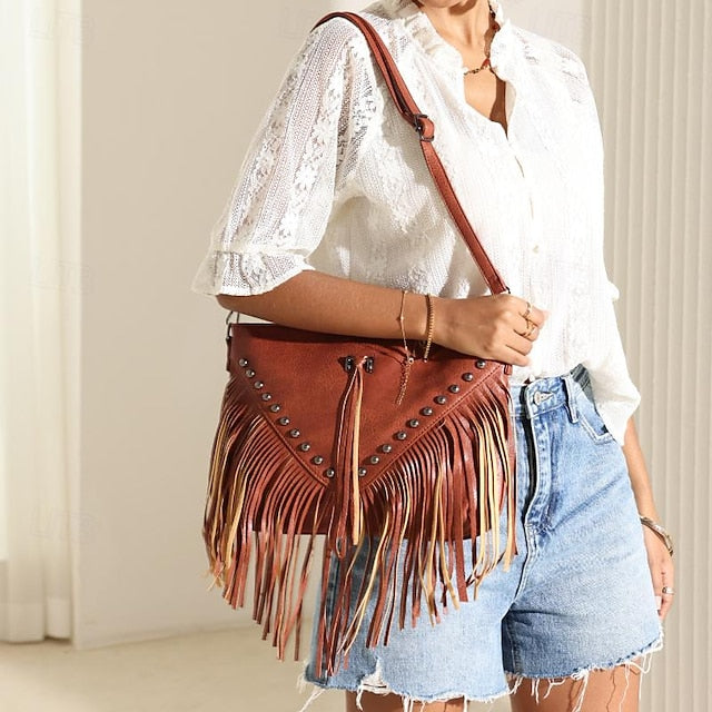 with Women's Style Crossbody Leather Fringe Bag Bohemian
