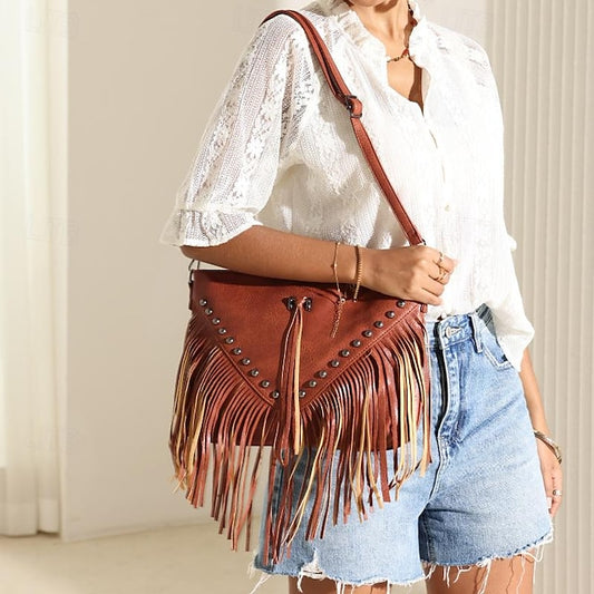 with Women's Style Crossbody Leather Fringe Bag Bohemian