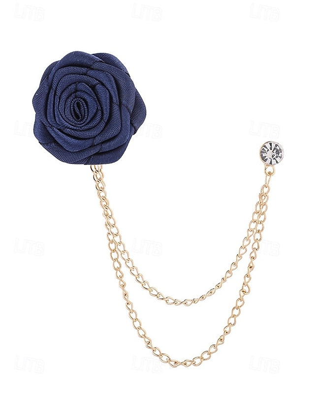 Lapel Rose Pin Red Men's with Gold – Elegant Chain