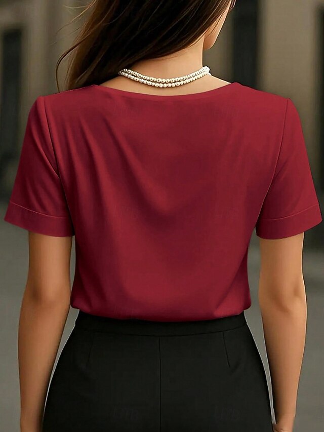 Women's Blouse Solid Color Elegant Stylish Basic Short