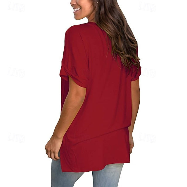 Women's T Shirt Tee Top Solid Color Graphic Plain Fashion