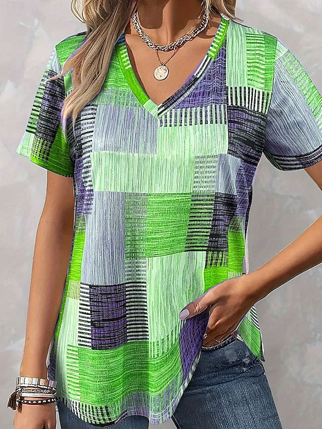 Women's Blouse Print Graphic Geometric Casual Short Sleeve
