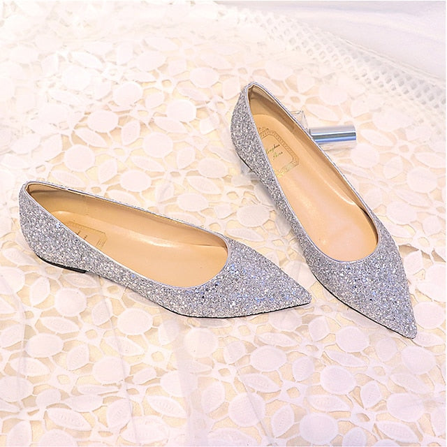 Pointed Flat Women's Pink Toe – Glitter Comfortable Shoes