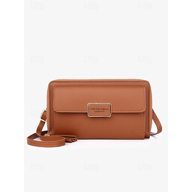 Crossbody Women's Leather Wristlet PU Phone Mobile Bag