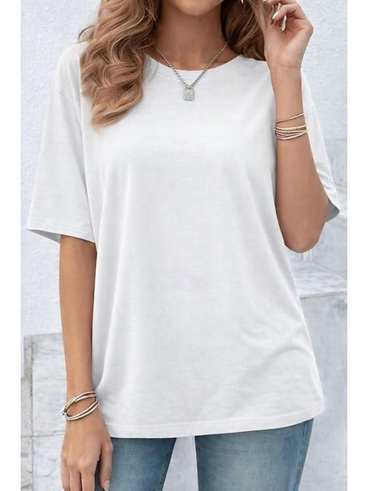 Women's Oversized T Shirt Tee 100% Cotton Solid Color