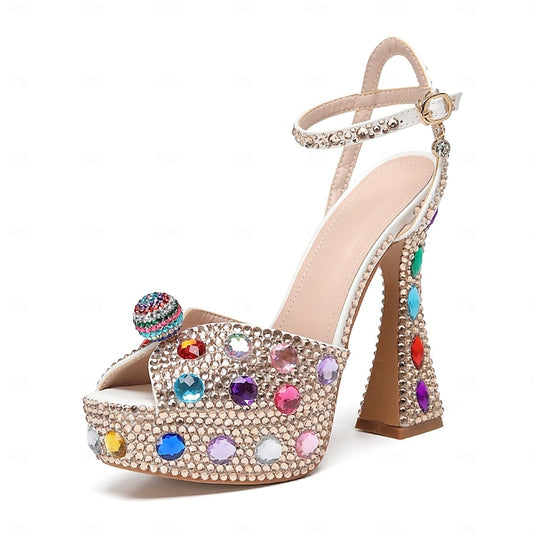 – Platform Rhinestone Sparkly Women's Colorful Sandals