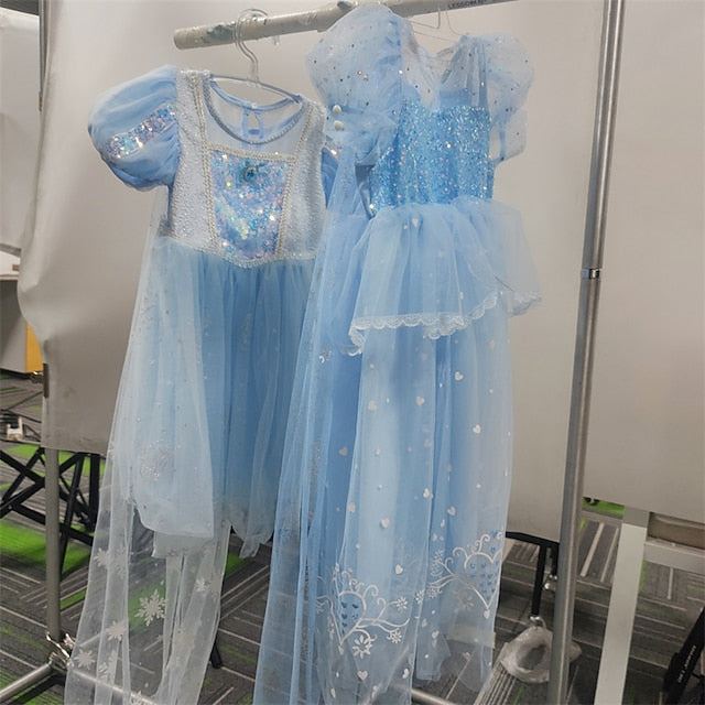 Flower Cosplay Dress Girl Princess Cloak Frozen Elsa
