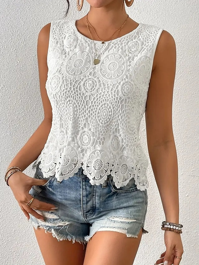 Women's Lace Tops Lace Patchwork Plain Elegant Stylish