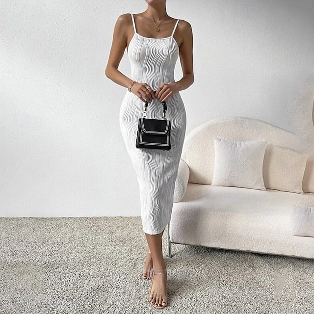 Women's Midi Dress White Dress Graduation Dress Slip Dress