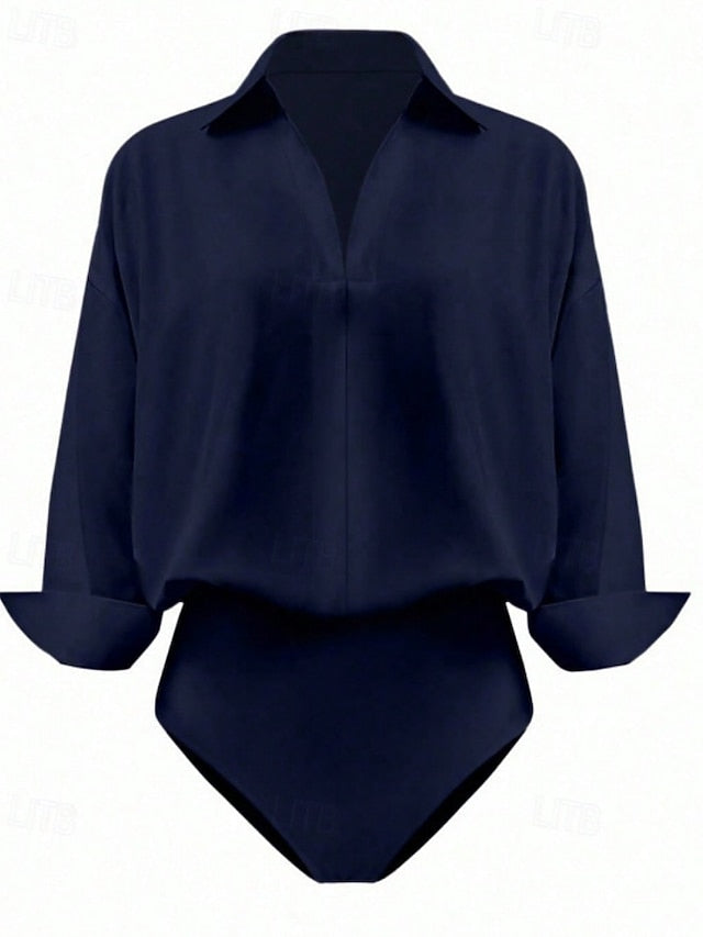 Women's Shirt Blouse Plain Stylish Basic Casual Long Sleeve