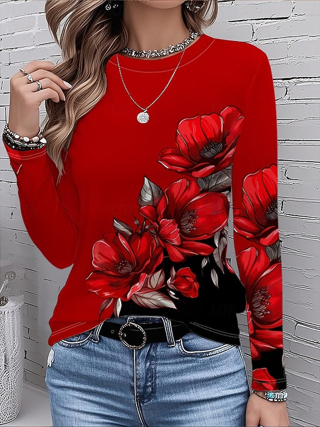 Women's T Shirt Print Floral Graphic Plants Vintage Fashion