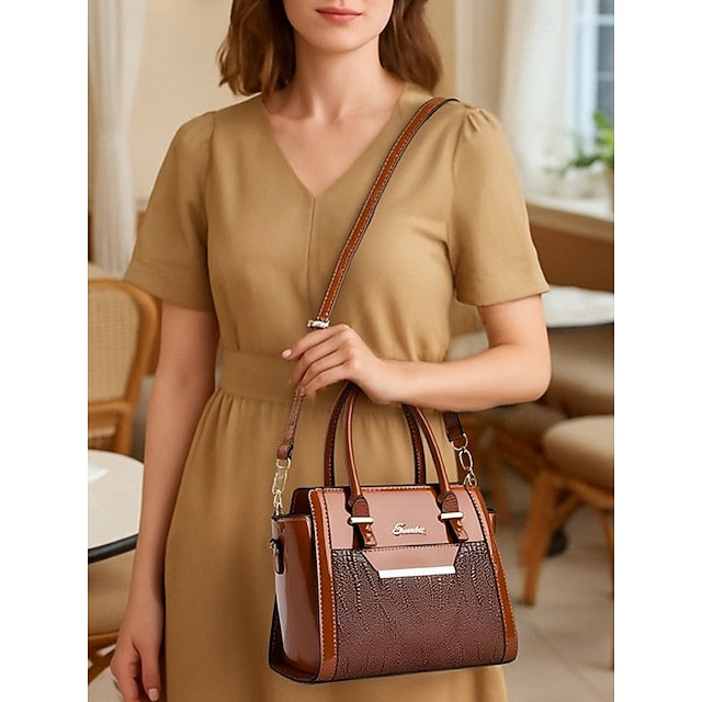 Set – Patent Handbag Women's Glossy Faux Leather