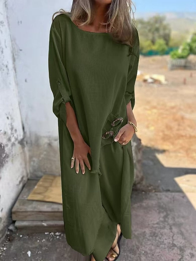 Women's Pants Sets Long Sleeve Crew Neck Solid Color