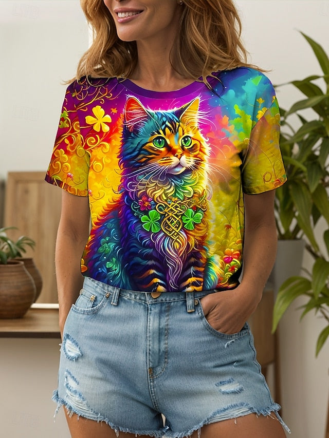 Women's T Shirt Floral Graphic Animal Vintage Stylish