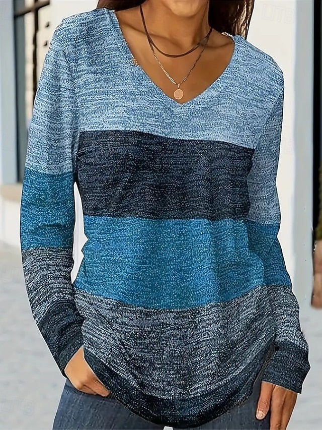 Women's T shirt Long Sleeve V Neck Long Sleeve Tunic Floral