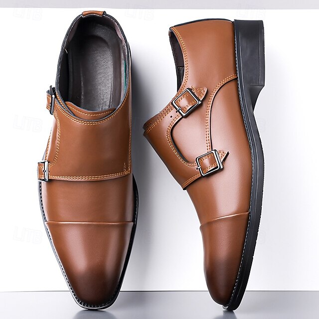 Men's Strap Elegant Double Leather Shoes – Monk