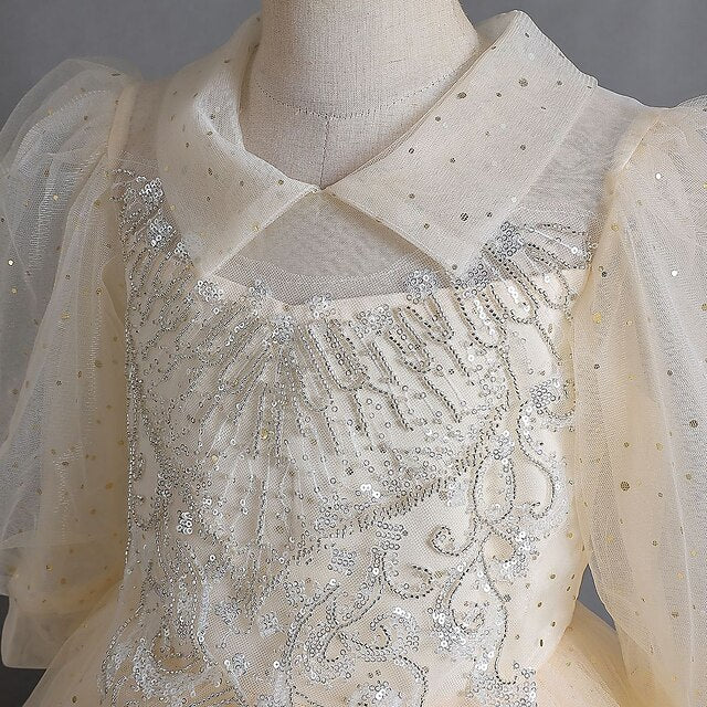 Girls' Kids Girl Party Solid Flower Dress Half Color