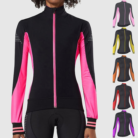 Women's Cycling Jersey Color Block Long Sleeve Bike Jersey