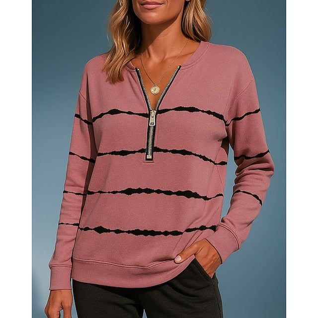 Women's Pullover Sweatshirt Casual Tops Half Zip Long